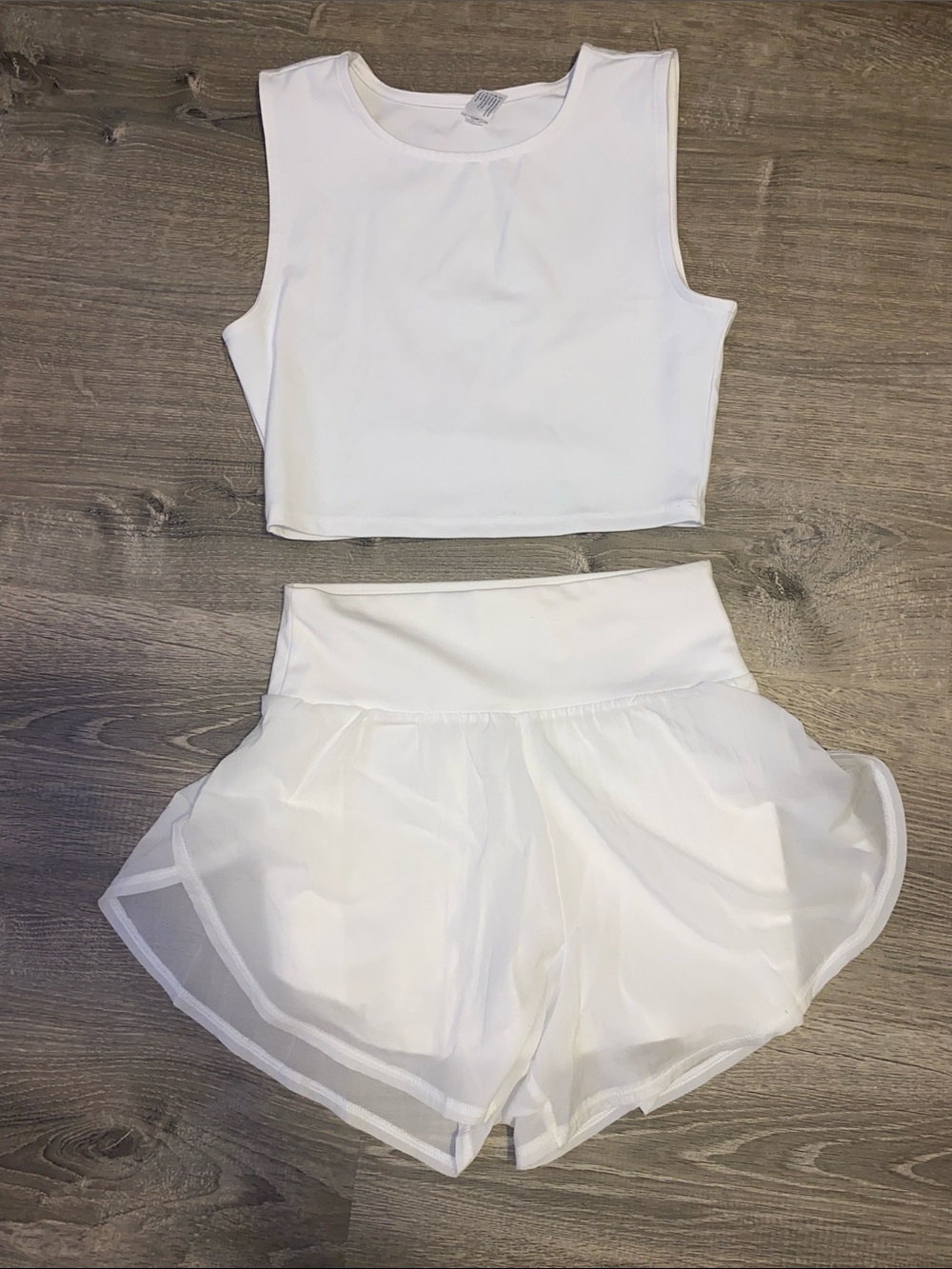 all in motion White Athletic Crop Top & Layered Shorts Set